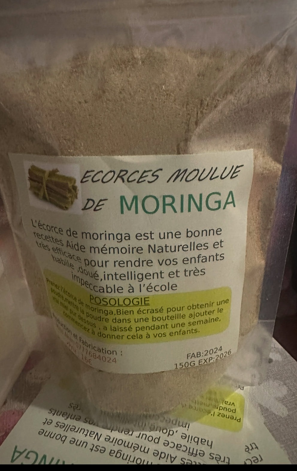 Écorces moulue de Moringa